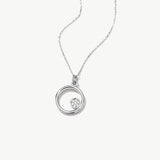 14k Solid Gold Circle Necklace: Dainty Birthstone Pendant