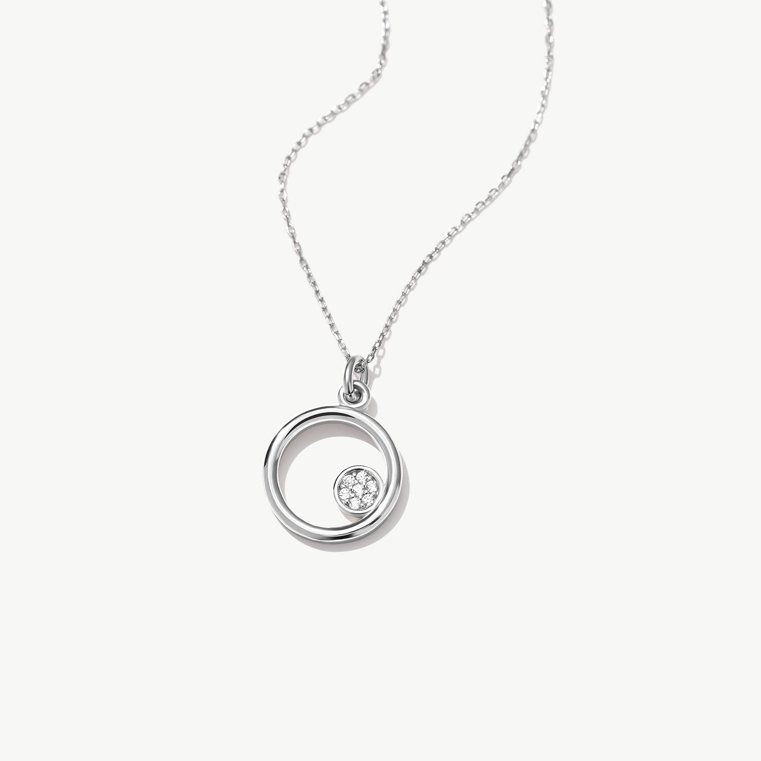 14k Solid Gold Circle Necklace: Dainty Interlocking Pendant