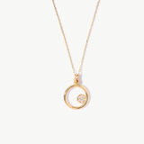 14k Solid Gold Circle Necklace: Dainty Birthstone Pendant