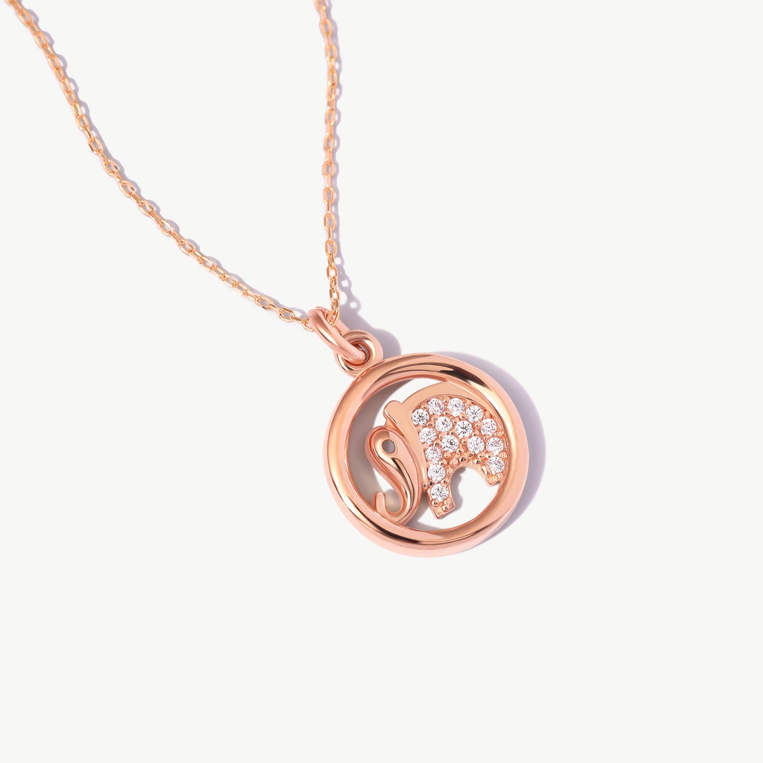 14k Solid Gold Elephant Necklace: Good Luck Charm Pendant