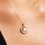 14k Solid Gold Elephant Necklace: Good Luck Charm Pendant