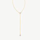 14K Solid Gold Diamond Lariat Necklace