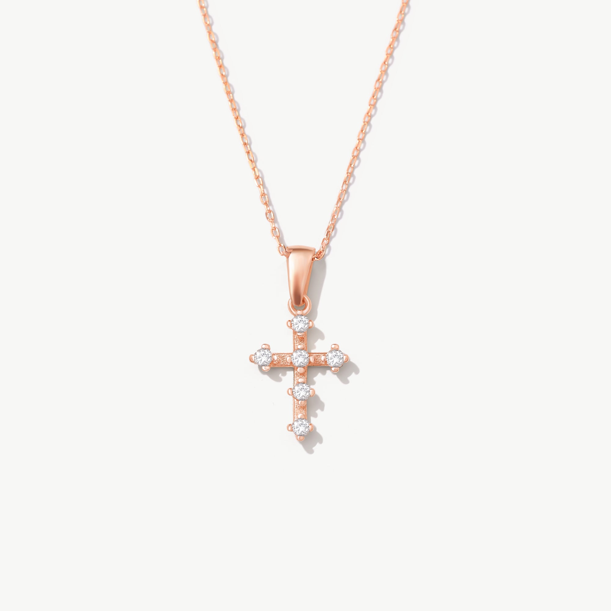 14K Solid Gold Diamond Cross Necklace