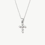 14K Solid Gold Diamond Cross Necklace