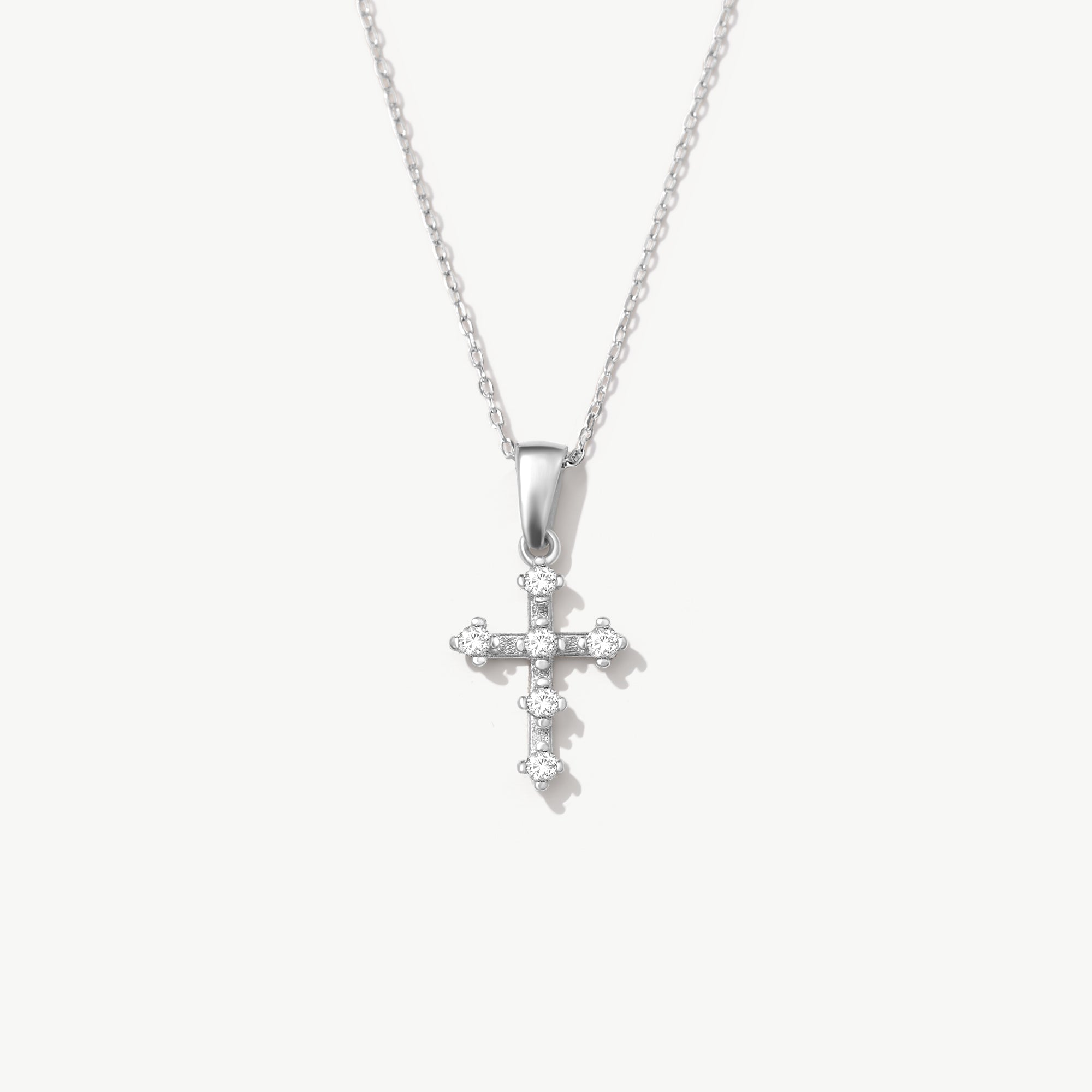 14K Solid Gold Diamond Cross Necklace