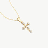 14K Solid Gold Diamond Cross Necklace