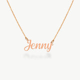 14K Solid Gold Custom Name Necklace: Diamond Accent, Personalized Jewelry