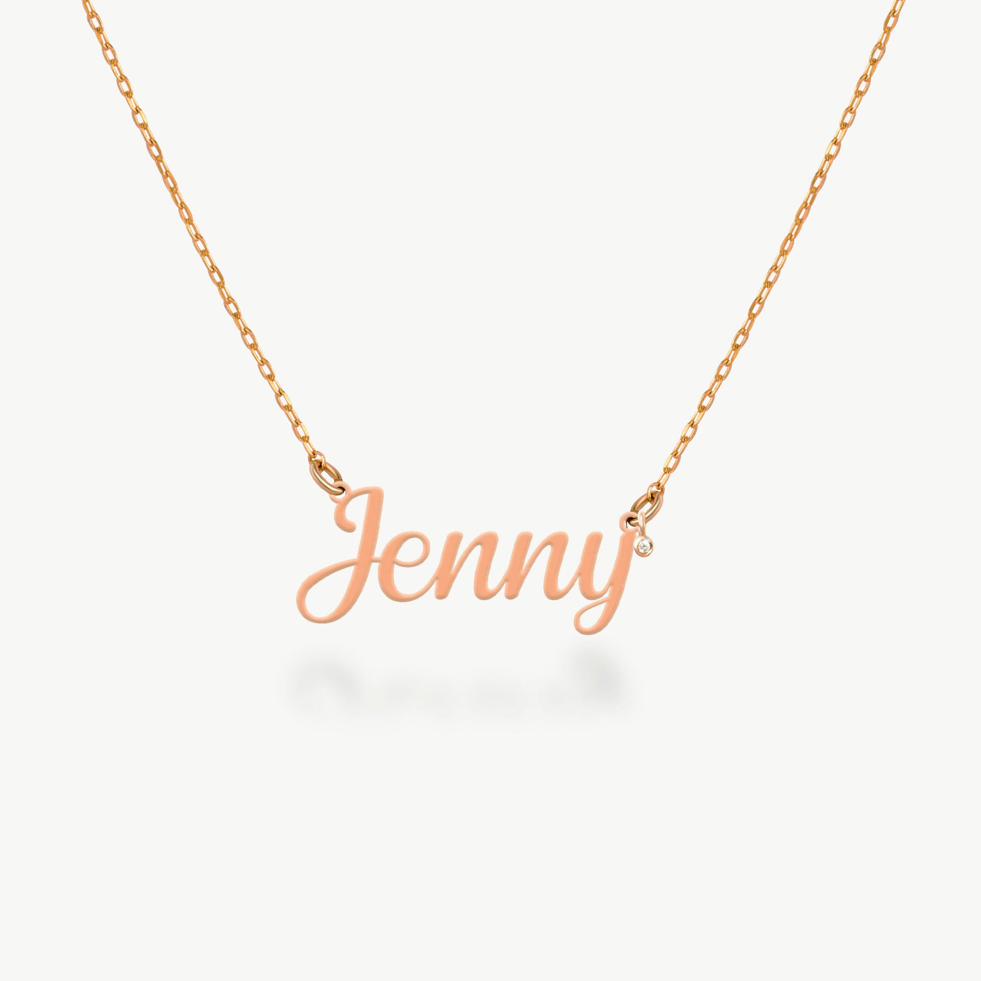 14K Solid Gold Custom Name Necklace: Diamond Accent, Personalized Jewelry