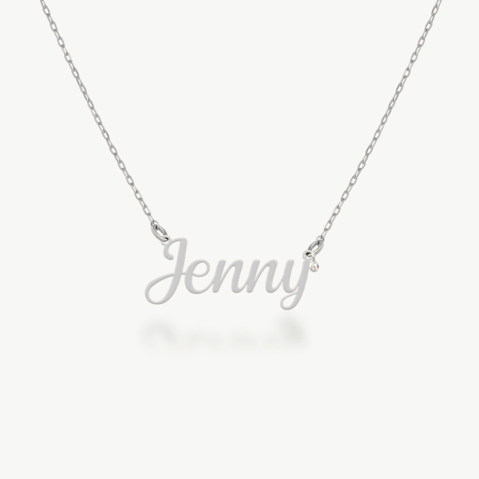 14K Solid Gold Custom Name Necklace: Diamond Accent, Personalized Jewelry