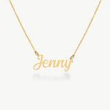 14K Solid Gold Custom Name Necklace: Diamond Accent, Personalized Jewelry