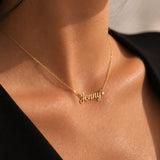 14K Solid Gold Custom Name Necklace: Diamond Accent, Personalized Jewelry
