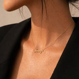 14K Solid Gold Custom Name Necklace: Diamond Accent, Personalized Jewelry