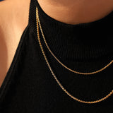 14K Solid Gold Oval Cable Chain Necklace