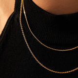 14K Solid Gold Oval Cable Chain Necklace
