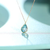 14K Solid Gold Personalized Teardrop Necklace