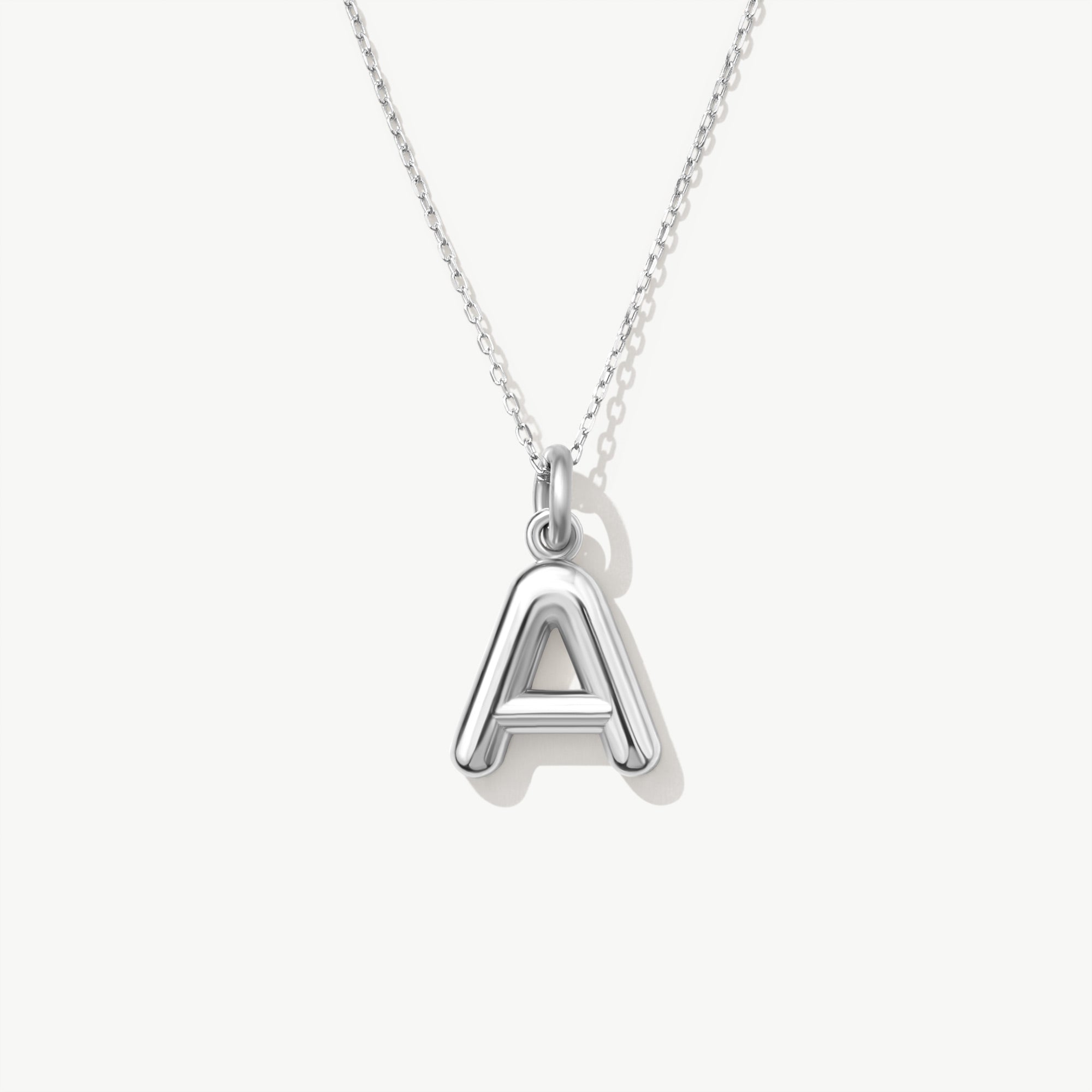 14K Solid Gold Bubble Letter Charm, Personalized Initial Pendant