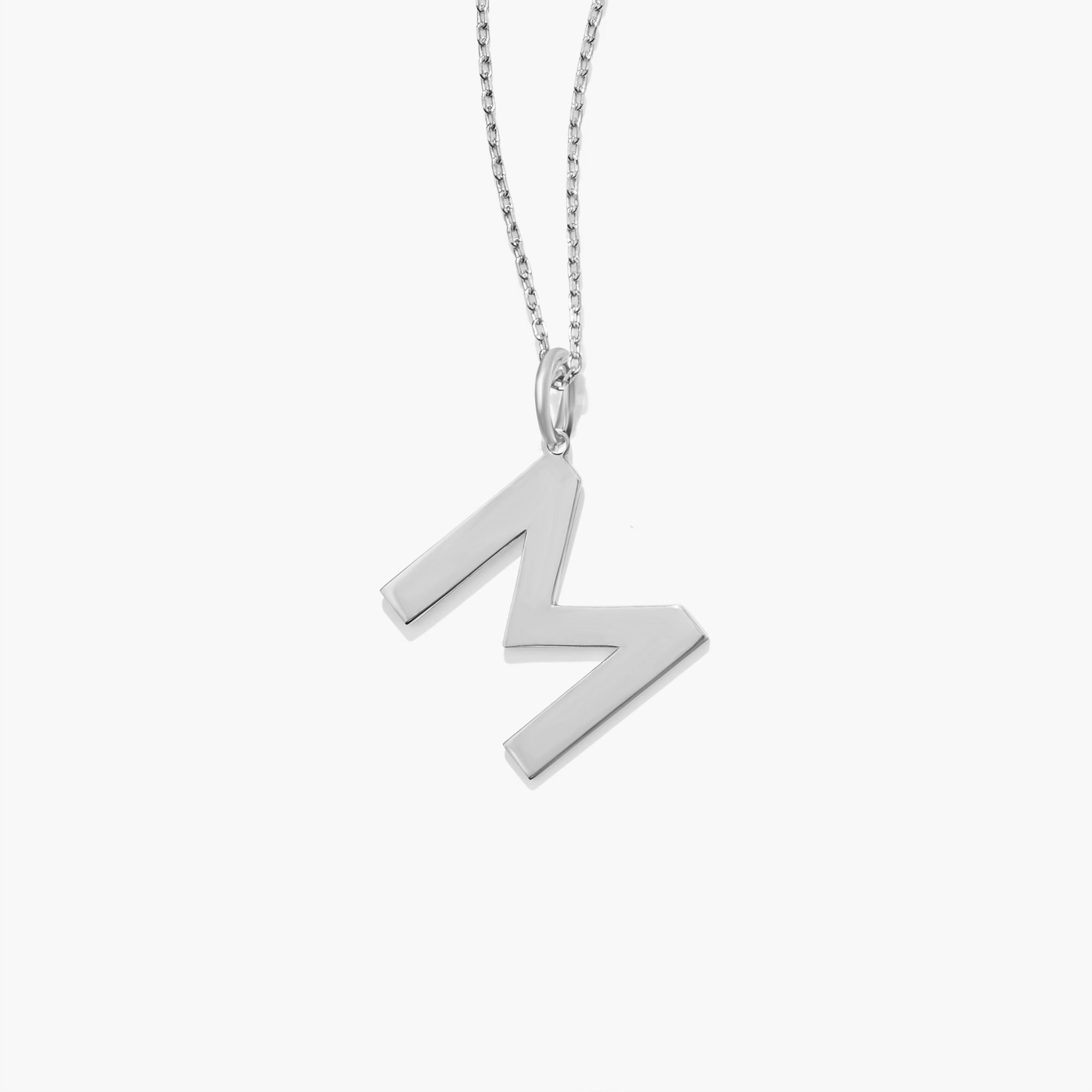14K Solid Gold Initial Pendant, Personalized Letter Charm Necklace