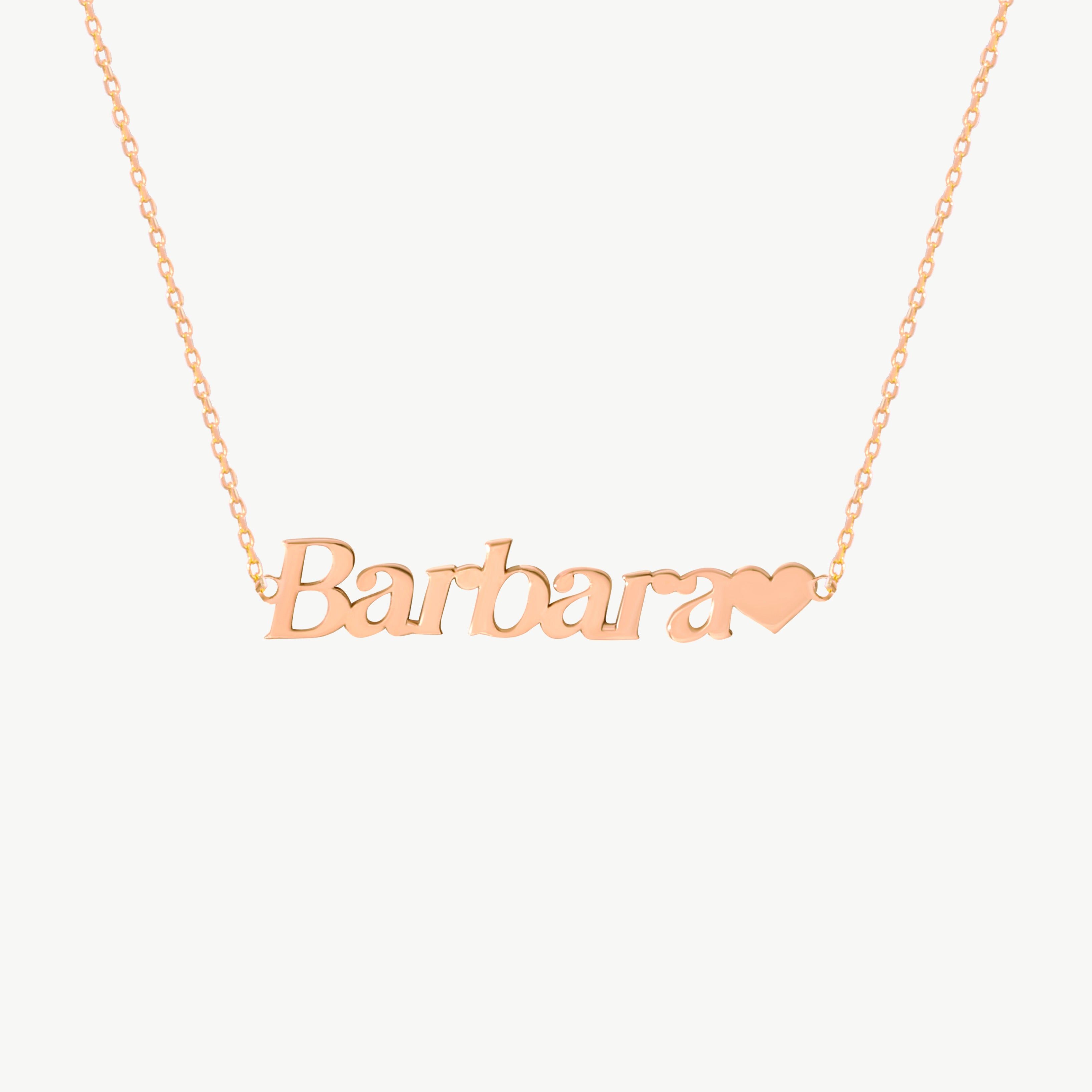 14K Solid Gold Custom Name Necklace with Heart, Personalized Jewelry