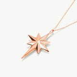 14K Solid Gold North Star Pendant Necklace, Celestial Jewelry