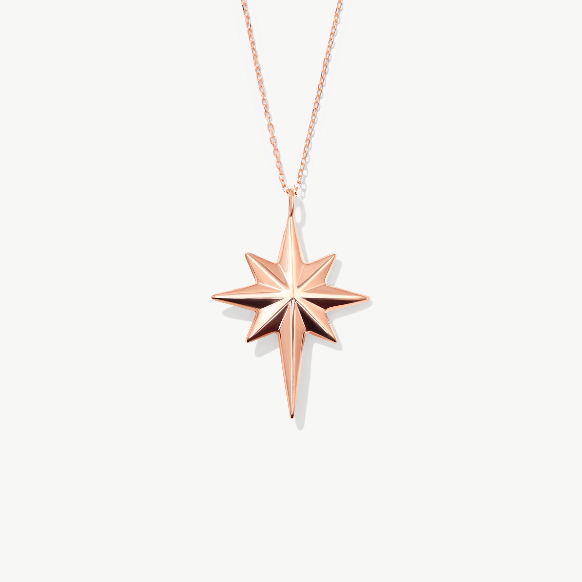 14K Solid Gold North Star Pendant Necklace, Celestial Jewelry