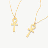 14K Solid Gold Ankh Necklace, Egyptian Symbol of Life Necklace