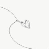 14K Solid Gold Diamond Open Heart Necklace, Love Charm