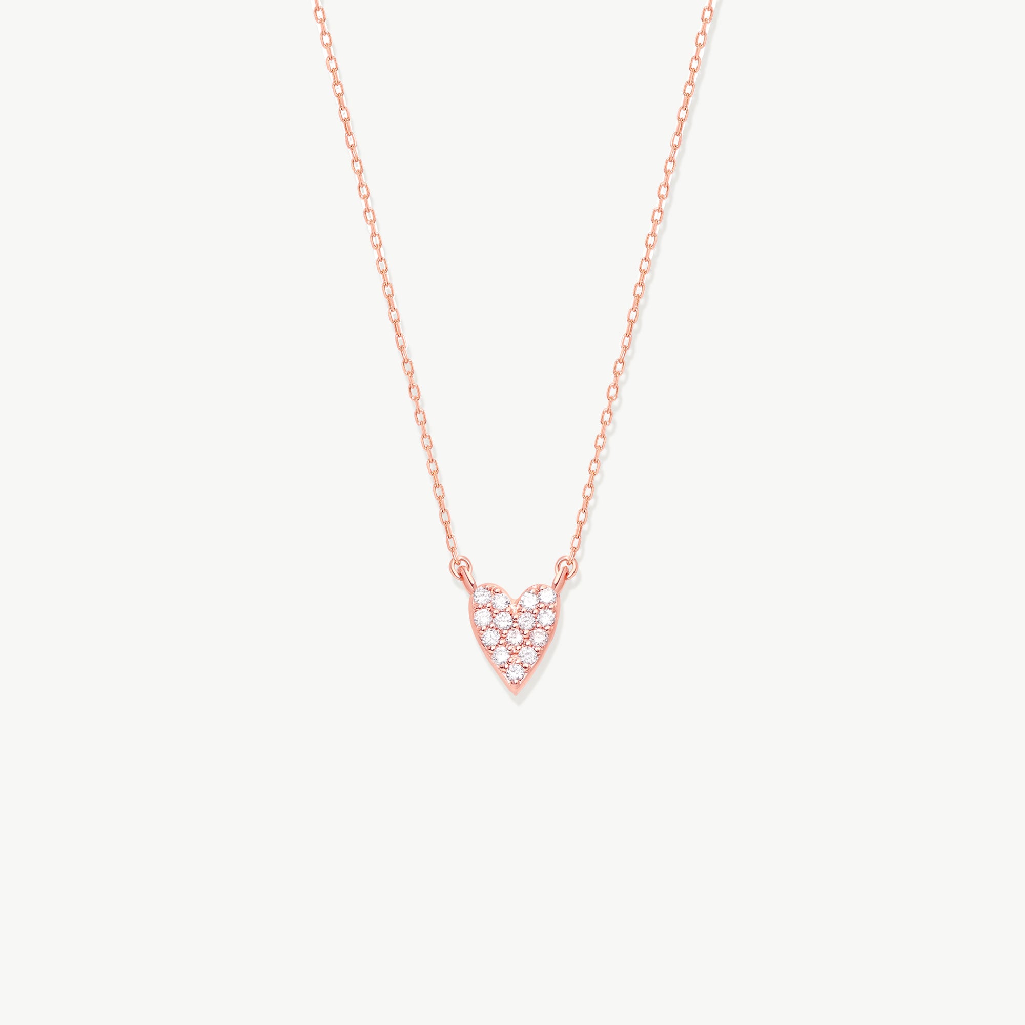 14K Solid Gold Diamond Heart Necklace, Love Pendant
