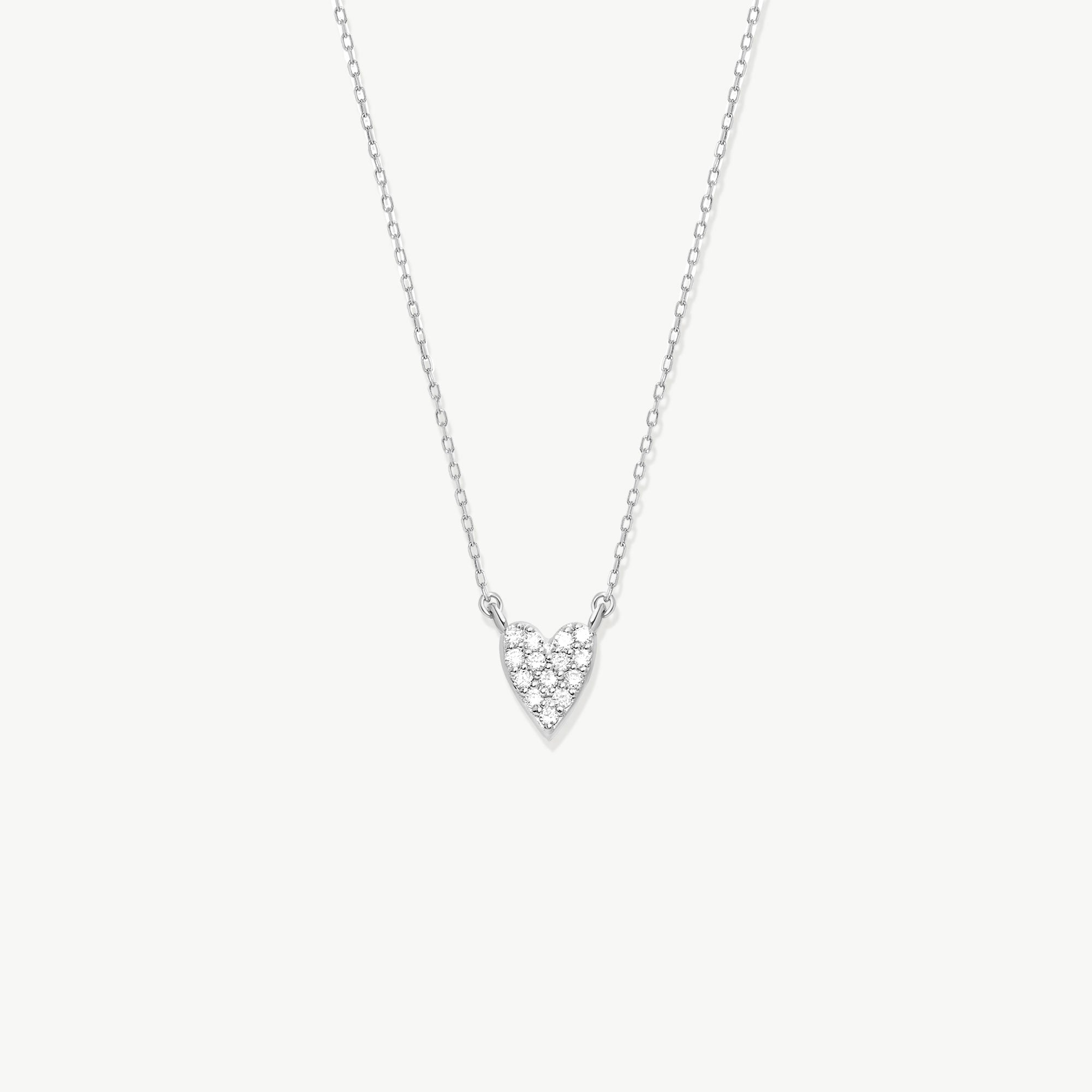 14K Solid Gold Diamond Heart Necklace, Love Pendant