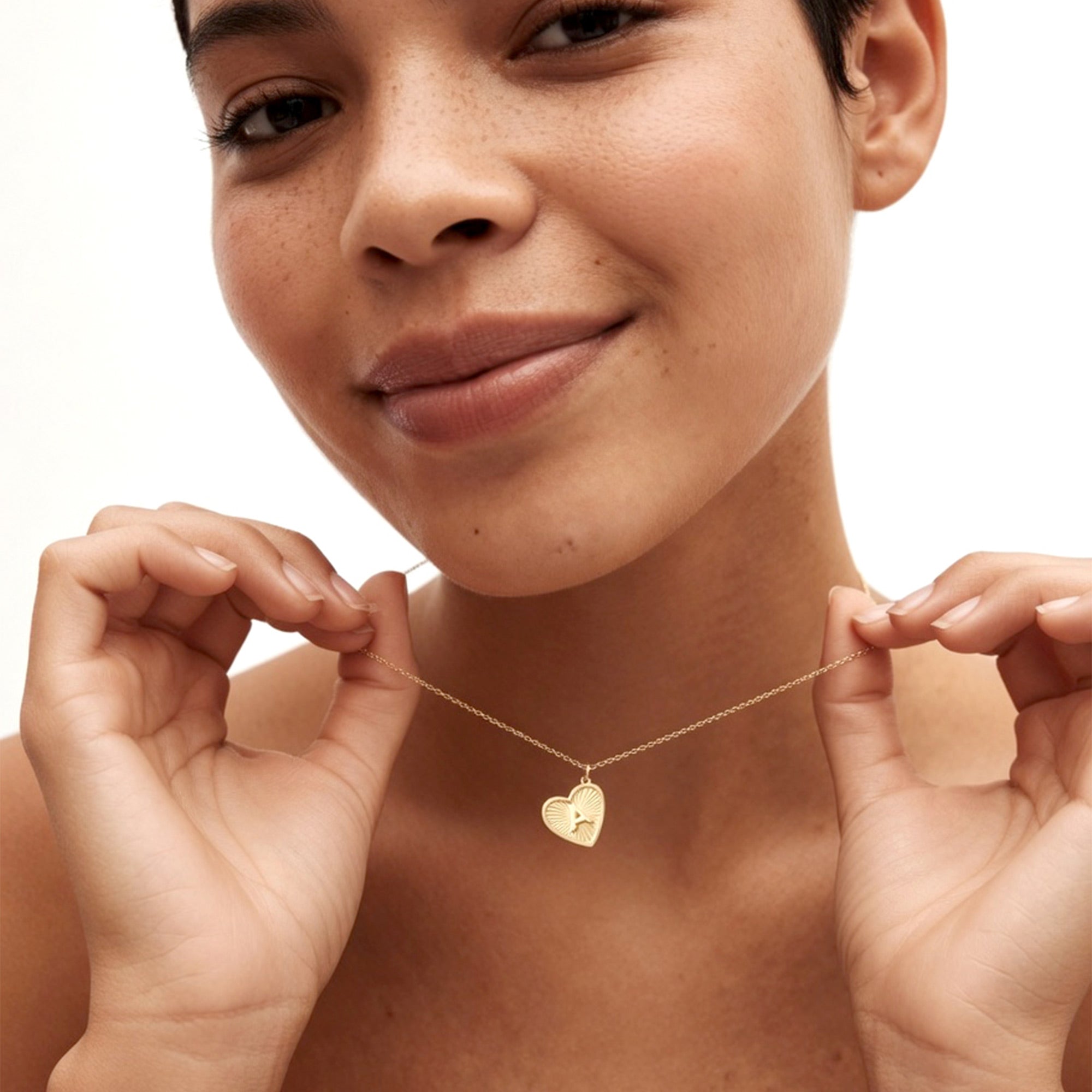 Real gold personalized initial jewelry, handcrafted 14K solid gold pendant.