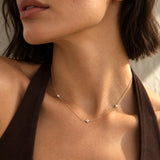 14K Solid Gold Diamond Flower Station Necklace