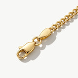 14K Solid Gold Bezel Diamond Solitaire Cuban Chain Necklace