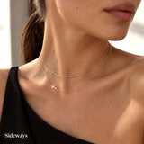14K Solid Gold Sideways Cross Necklace