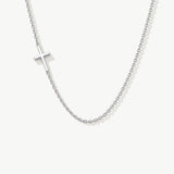 14K Solid Gold Sideways Cross Necklace