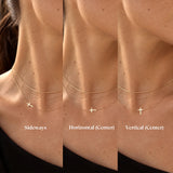 14K Solid Gold Sideways Cross Necklace