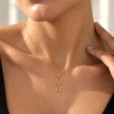 14K Solid Gold Diamond Stethoscope Necklace
