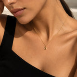 14K Solid Gold Bubble Letter Initial Necklace