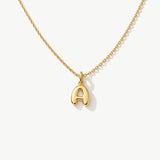 14K Solid Gold Bubble Letter Initial Necklace
