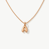 14K Solid Gold Bubble Letter Initial Necklace