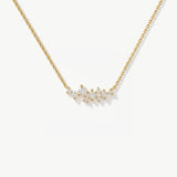 14K Solid Gold Diamond Cluster Necklace