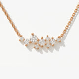 14K Solid Gold Diamond Cluster Necklace