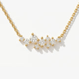 14K Solid Gold Diamond Cluster Necklace