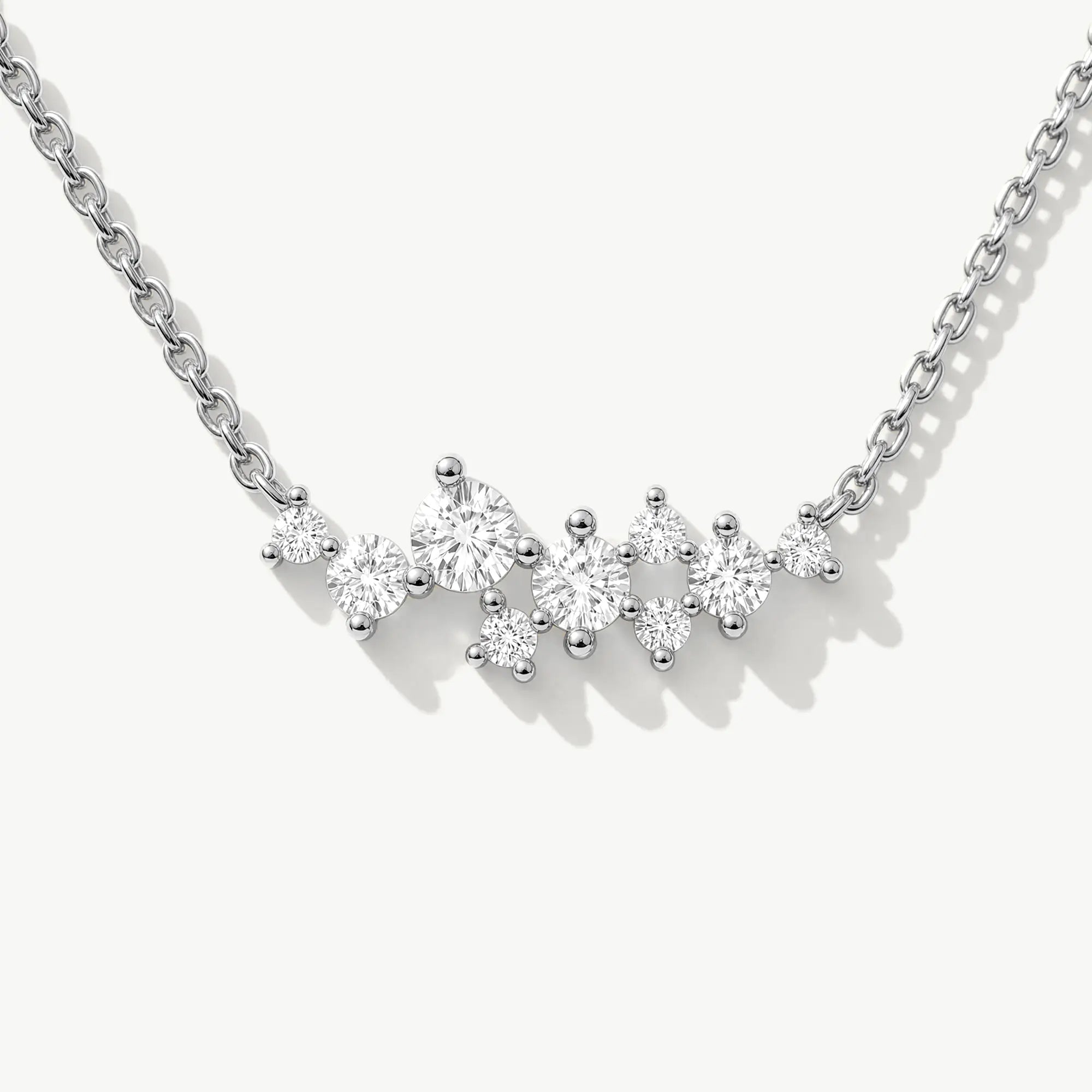 14K Solid Gold Diamond Cluster Necklace
