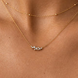 14K Solid Gold Diamond Cluster Necklace