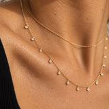 14K Solid Gold Dangling Diamond Necklace
