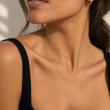14K Solid Gold Dangling Diamond Necklace