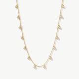 14K Solid Gold Dangling Diamond Necklace