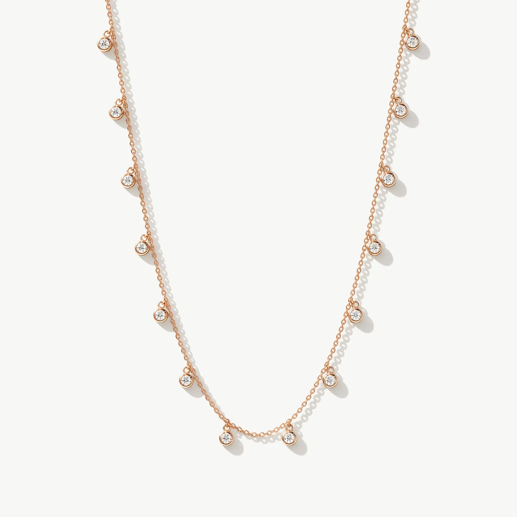 14K Solid Gold Dangling Diamond Necklace
