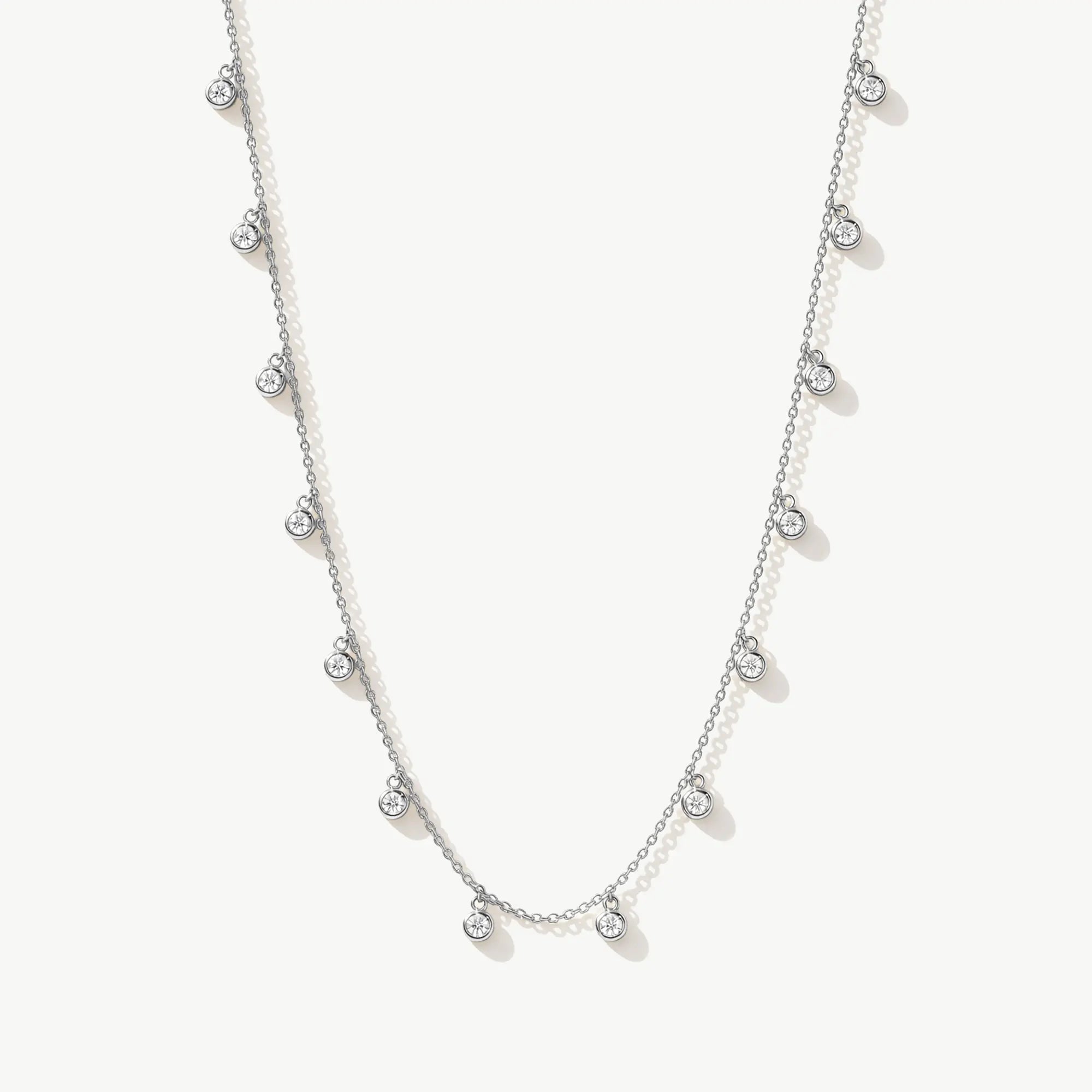 14K Solid Gold Dangling Diamond Necklace