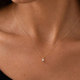 14K Solid Gold Solitaire Diamond Necklace