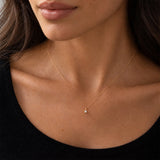 14K Solid Gold Solitaire Diamond Necklace